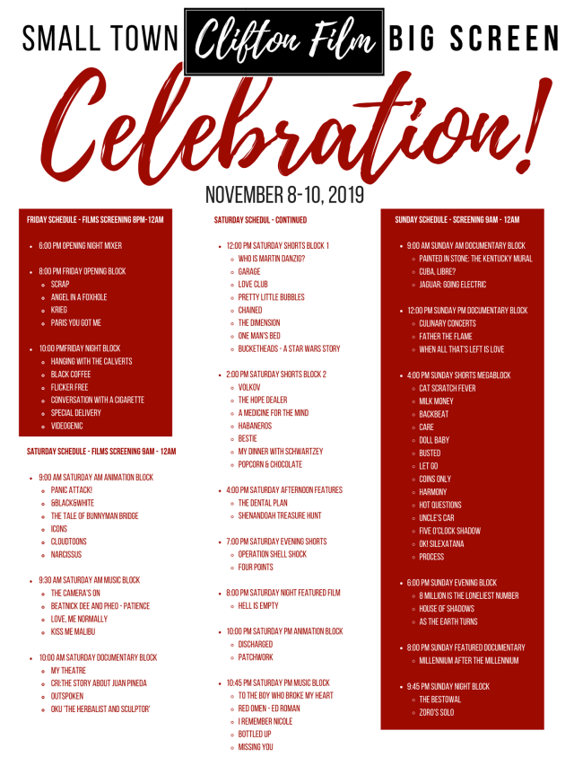 Clifton FIlm Festival Schedule